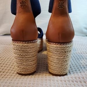 Tory Burch Royal Navy and Tan Espadrille